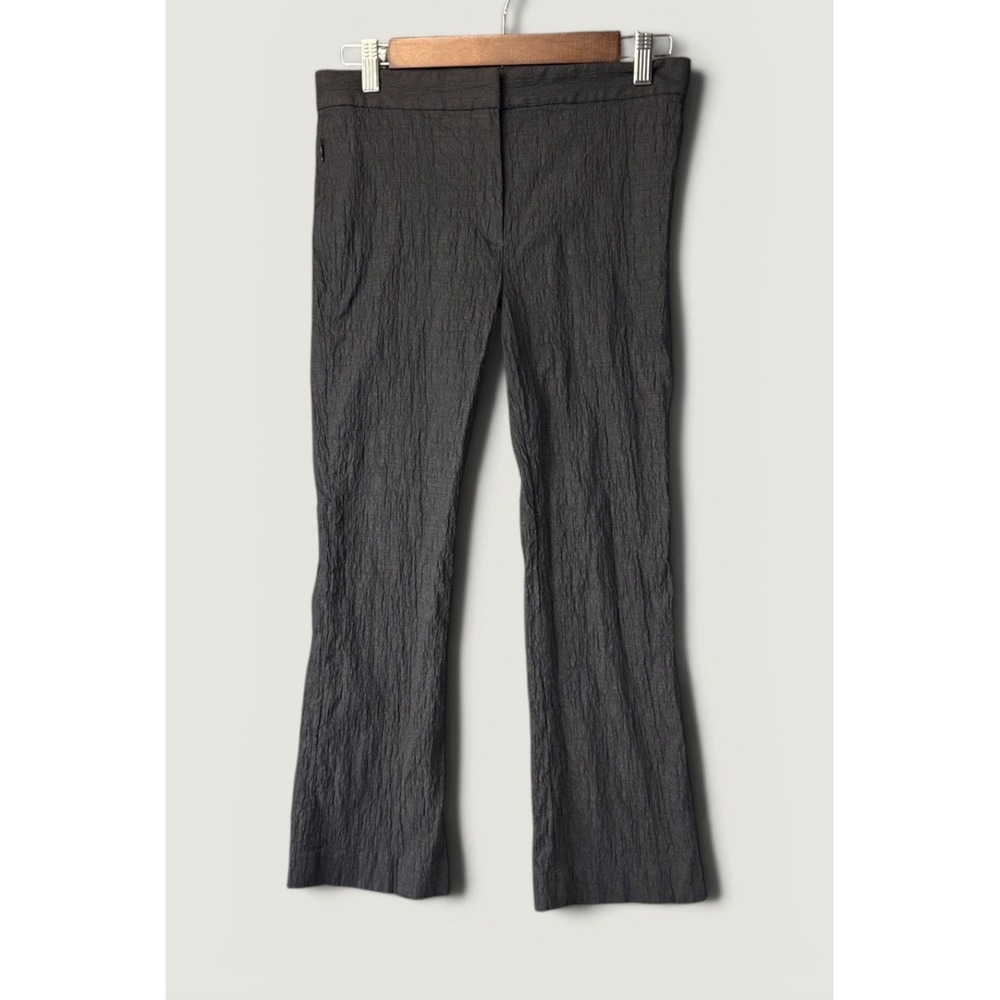 Theory Kick Pant Texture Stretch Womens 4 Black Crinkle Flare‎ Trousers Manager